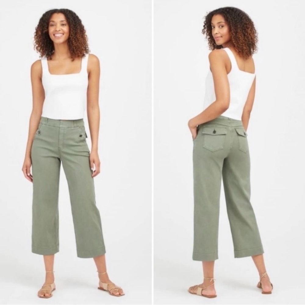 Spanx stretch twill cropped wide leg pants